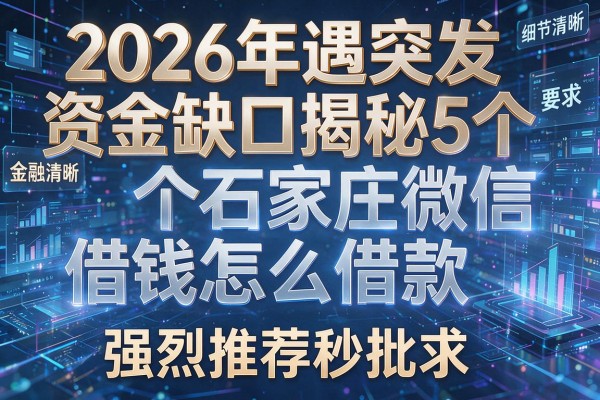 2026年遇突发资金缺口揭秘5个石家庄微信借钱怎么借款强烈推荐秒批!