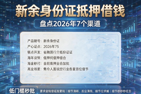 新余身份证抵押借钱 盘点2026年7个渠道 低门槛秒批!