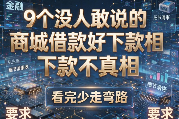 9个没人敢说的商城借款好下款不真相,看完少走弯路!