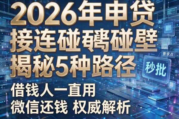 2026年申贷接连碰壁揭秘5种路径借钱人一直用微信还钱权威解析秒批!