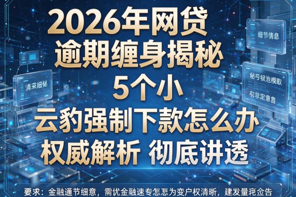 2026年网贷逾期缠身揭秘5个小云豹强制下款怎么办权威解析彻底讲透!