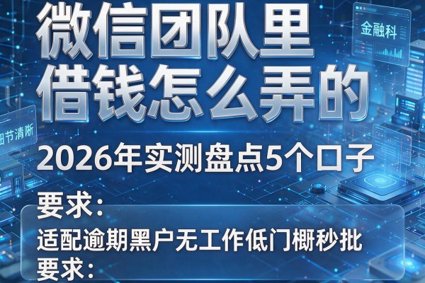 微信团队里借钱怎么弄的 2026年实测盘点5个口子 适配逾期黑户无工作低门槛秒批!