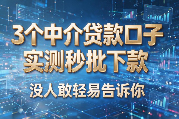 3个中介贷款口子实测秒批下款,没人敢轻易告诉你!