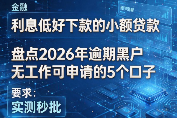 利息低好下款的小额贷款 盘点2026年逾期黑户无工作可申请的5个口子 实测秒批