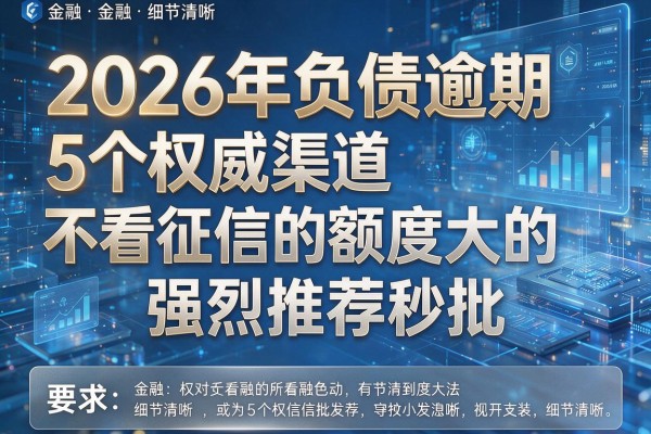 2026年负债逾期5个权威渠道不看征信的额度大的强烈推荐秒批!