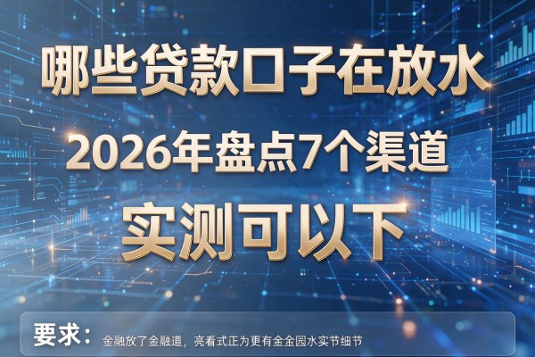 哪些贷款口子在放水 2026年盘点7个渠道 实测可下!