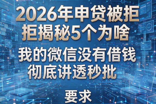 2026年申贷被拒揭秘5个为啥我的微信没有借钱彻底讲透秒批！
