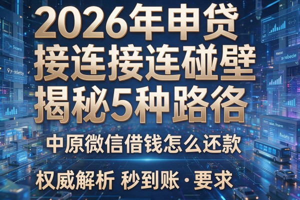 2026年申贷接连碰壁揭秘5种路径中原微信借钱怎么还款权威解析秒到账！