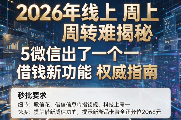 2026年线上周转难揭秘5微信出了一个借钱新功能权威指南秒批!
