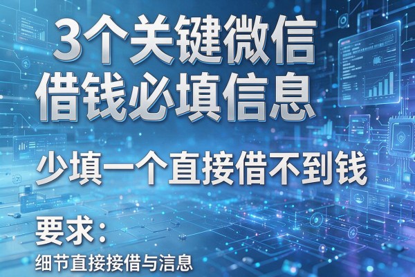 3个关键微信借钱必填信息,少填一个直接借不到钱!