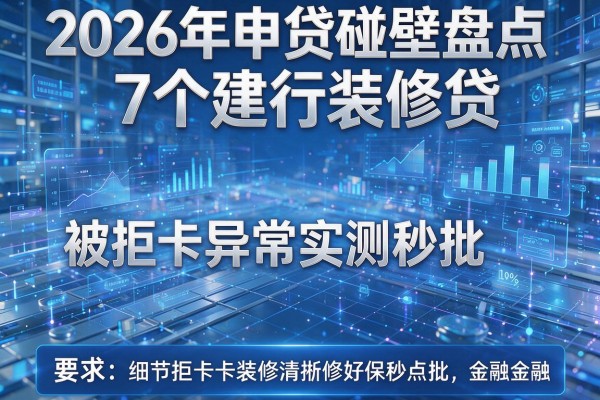 2026年申贷碰壁盘点7个建行装修贷被拒卡异常实测秒批!
