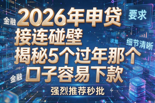 2026年申贷接连碰壁揭秘5个过年那个口子容易下款强烈推荐秒批!
