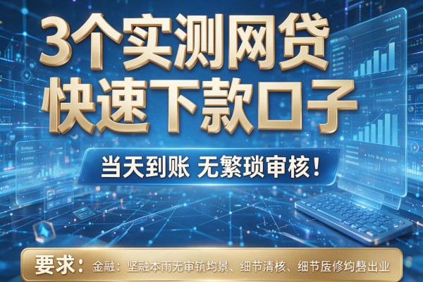 3个实测网贷快速下款口子,当天到账无繁琐审核!