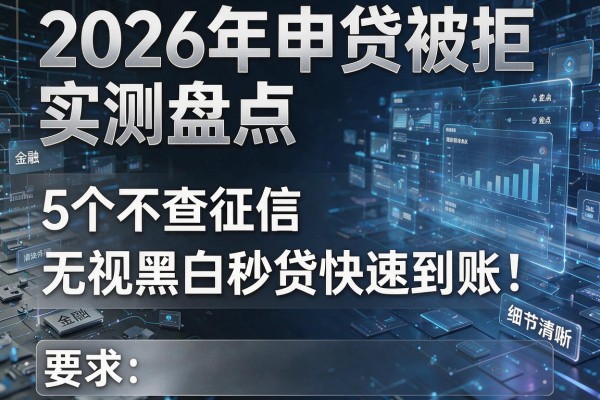 2026年申贷被拒实测盘点5个不查征信无视黑白秒贷快速到账！