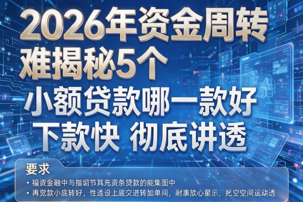 2026年资金周转难揭秘5个小额贷款哪一款好下款快彻底讲透!