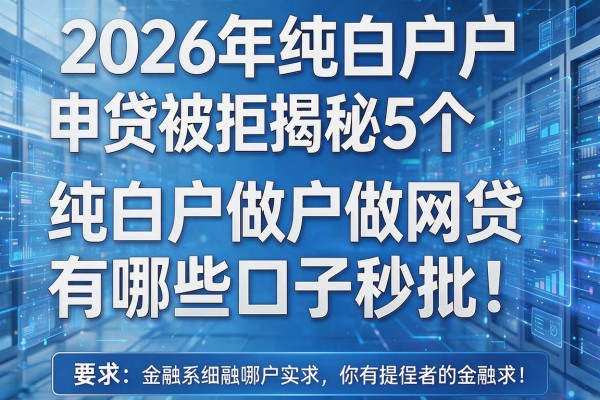 2026年纯白户申贷被拒揭秘5个纯白户做网贷有哪些口子秒批!