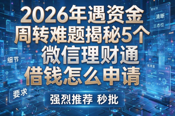 2026年遇资金周转难题揭秘5个微信理财通借钱怎么申请强烈推荐秒批!