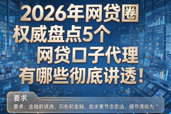 2026年网贷圈权威盘点5个网贷口子代理有哪些彻底讲透！