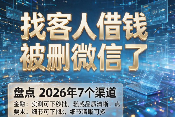 找客人借钱被删微信了 盘点2026年7个渠道 实测可下秒批!