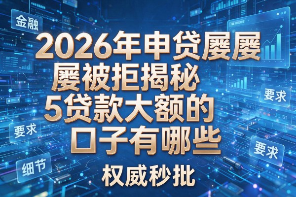 2026年申贷屡屡被拒揭秘5贷款大额的口子有哪些权威秒批!