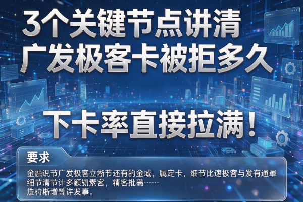 3个关键节点讲清广发极客卡被拒多久,下卡率直接拉满!