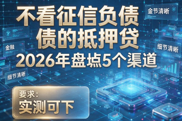 不看征信负债的抵押贷 2026年盘点5个渠道 实测可下!