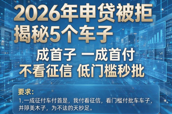2026年申贷被拒揭秘5个车子一成首付不看征信低门槛秒批!