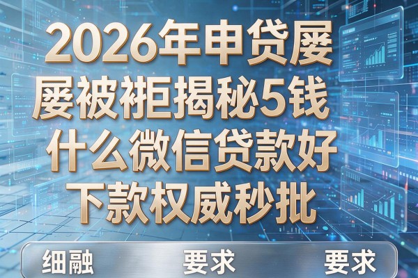 2026年申贷屡屡被拒揭秘5钱什么微信贷款好下款权威秒批!