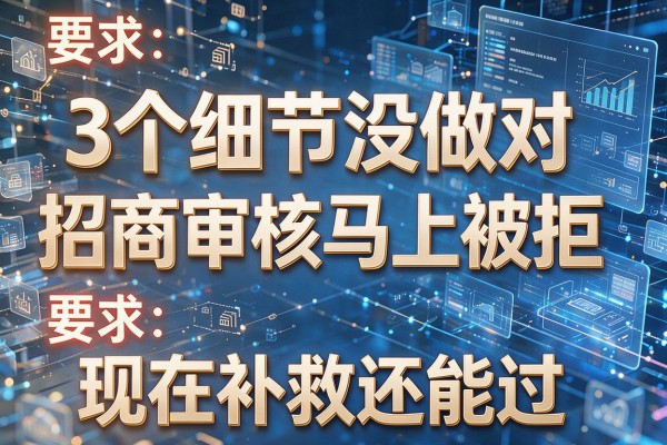 3个细节没做对，招商审核马上被拒，现在补救还能过！