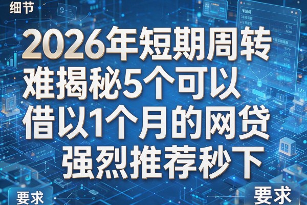 2026年短期周转难揭秘5个可以借1个月的网贷强烈推荐秒下!