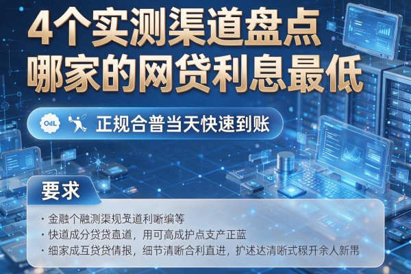 4个实测渠道盘点哪家的网贷利息最低,正规合规当天快速到账!