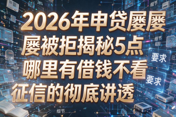 2026年申贷屡屡被拒揭秘5点哪里有借钱不看征信的彻底讲透！