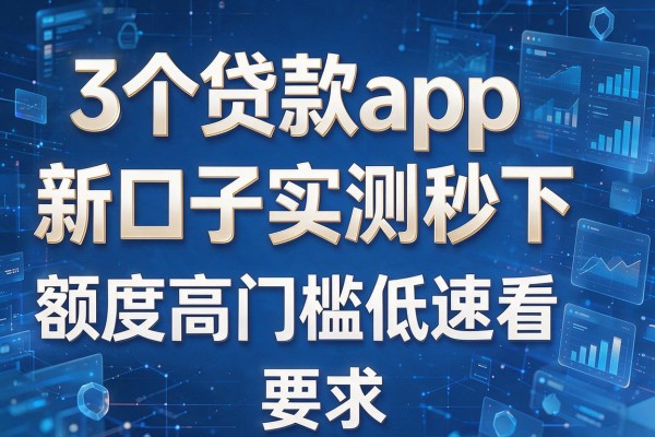 3个贷款app新口子实测秒下,额度高门槛低速看!
