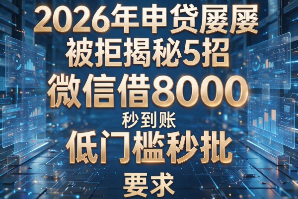 2026年申贷屡屡被拒揭秘5招微信借8000秒到账低门槛秒批!