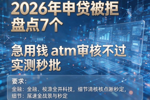 2026年申贷被拒盘点7个急用钱atm审核不过实测秒批!