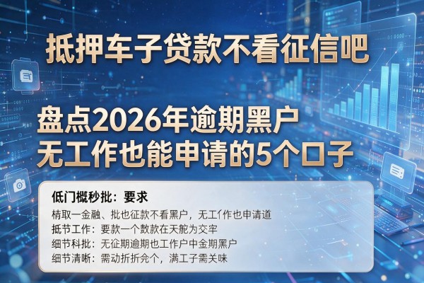 抵押车子贷款不看征信吧 盘点2026年逾期黑户无工作也能申请的5个口子 低门槛秒批
