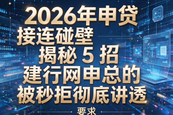 2026年申贷接连碰壁揭秘5招建行网申总是被秒拒彻底讲透!