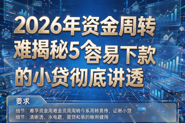 2026年资金周转难揭秘5个容易下款的小贷彻底讲透!