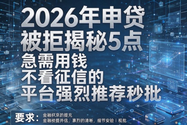 2026年申贷被拒揭秘5点急需用钱不看征信的平台强烈推荐秒批!