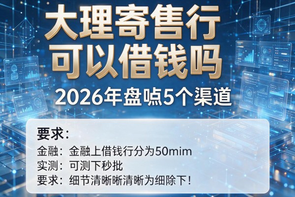 大理寄售行可以借钱吗 2026年盘点5个渠道 实测可下秒批!