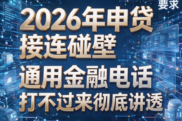 2026年申贷接连碰壁揭秘5种通用金融电话打不过来彻底讲透!