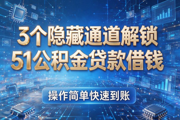 3个隐藏通道解锁51公积金贷款借钱,操作简单快速到账!