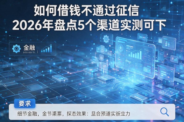如何借钱不通过征信2026年盘点5个渠道实测可下!