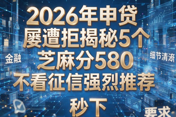 2026年申贷屡遭拒揭秘5个芝麻分580不看征信强烈推荐秒下!