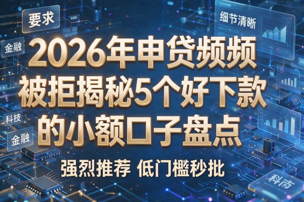 2026年申贷频频被拒揭秘5个好下款的小额口子盘点强烈推荐低门槛秒批!
