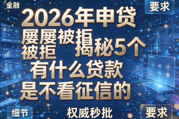 2026年申贷屡屡被拒揭秘5个有什么贷款是不看征信的权威秒批！