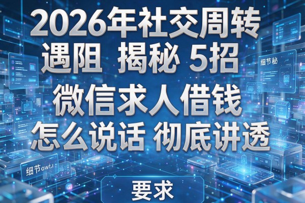 2026年社交周转遇阻揭秘5招微信求人借钱怎么说话彻底讲透!