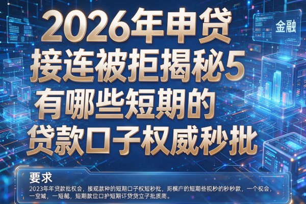 2026年申贷接连被拒揭秘5有哪些短期的贷款口子权威秒批!