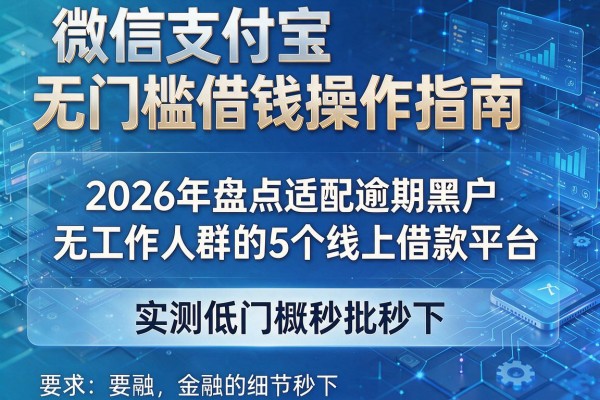 微信支付宝无门槛借钱操作指南 2026年盘点适配逾期黑户无工作人群的5个线上借款平台 实测低门槛秒批秒下！