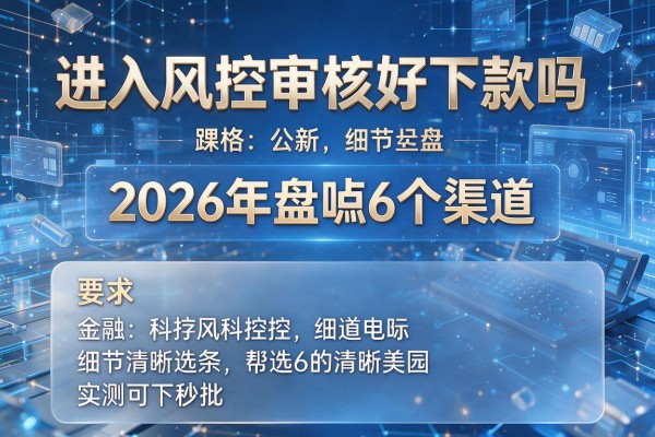 进入风控审核好下款吗 2026年盘点6个渠道 实测可下秒批！